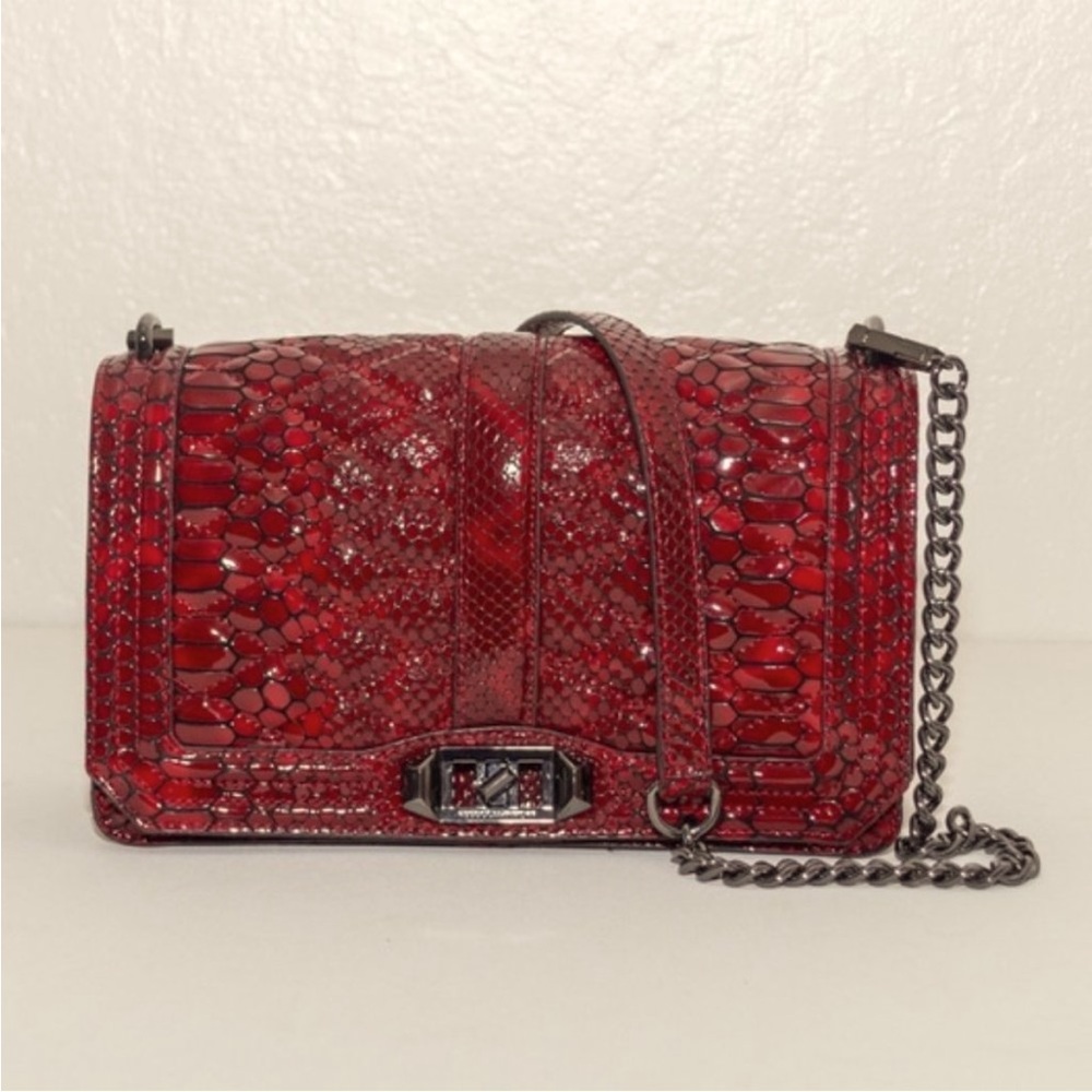 Rebecca Minkoff Small Love Red Snakeskin Crossbody Bag